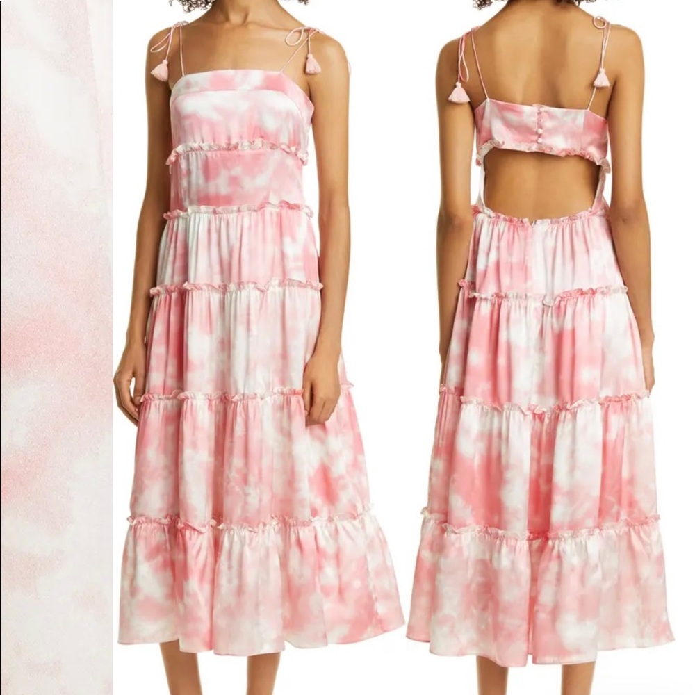Haute Hippie Tie Dye Tiered Silk Romantic Dress